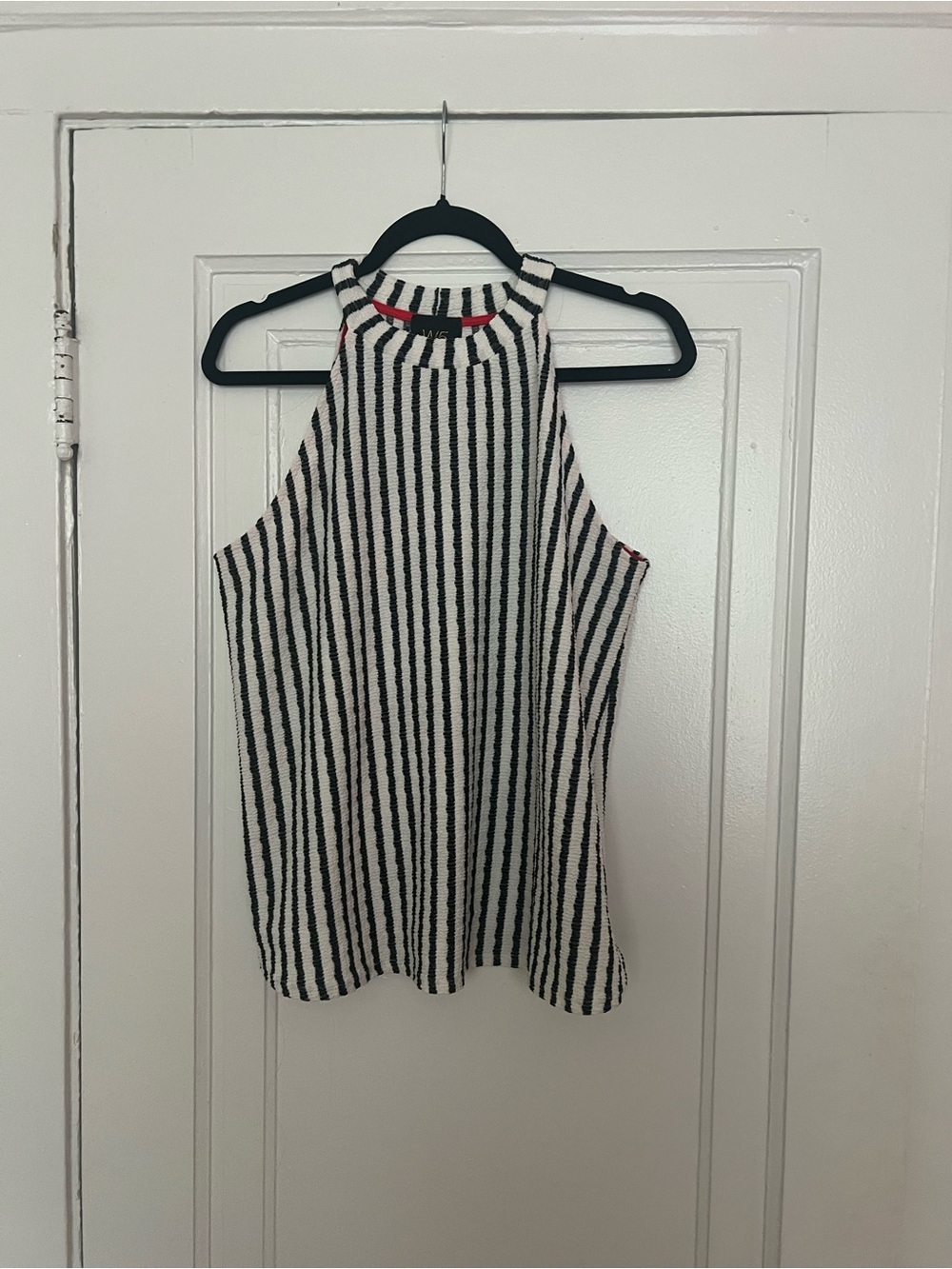 W5 Black & White Vertical Stripe High Neck Tank